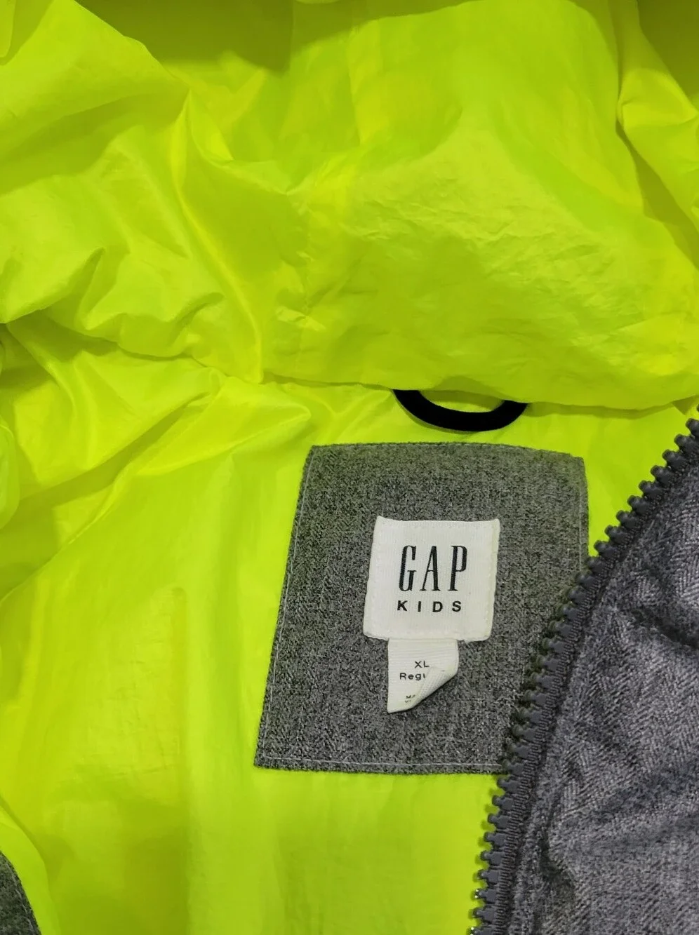 GAP Kids Heather Gray Jacket with Neon Lime Hood